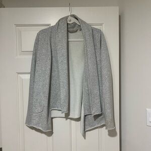 Athleta Light Gray Open-Front Shawl Collar Cardigan